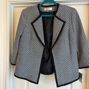 NWT Kasper Black and White Patterned Blazer